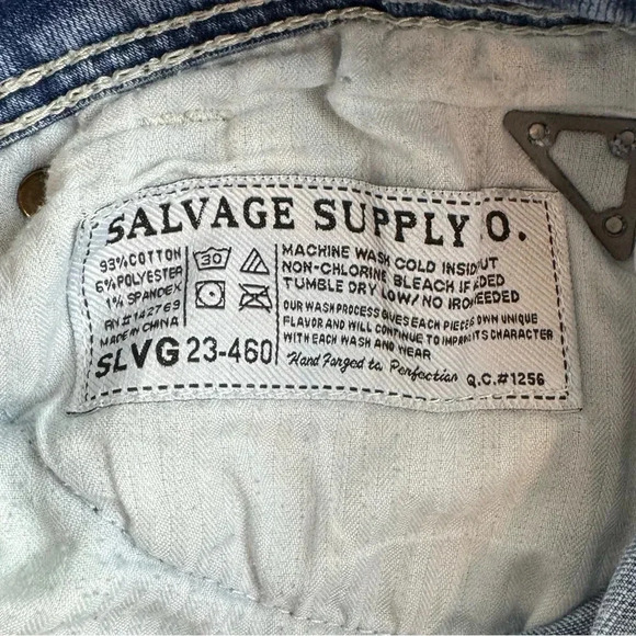 Salvage Distressed Bootcut Embroidered 5 Pocket Men Jeans Size 30x30 - Picture 9 of 13